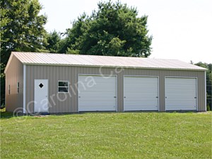 All Vertical Fully Enclosed Garage with Three 9 x 8 Garage Doors